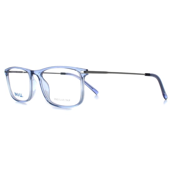 INVU Rectangle Unisex Transparent Blue Dove Silver B4135 - Image 2