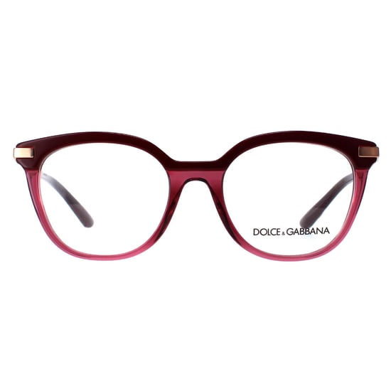Dolce & Gabbana Round Womens Bordeaux Transparent Bordeaux Pink Gold Glasses - Image 1