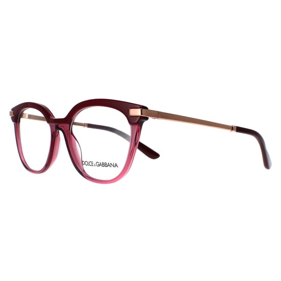 Dolce & Gabbana Round Womens Bordeaux Transparent Bordeaux Pink Gold Glasses - Image 2