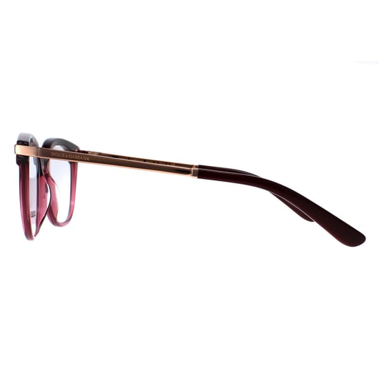 Dolce & Gabbana Round Womens Bordeaux Transparent Bordeaux Pink Gold Glasses - Image 3