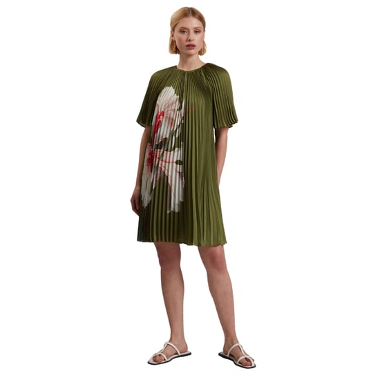 Ted Baker Vinlaa Mini-jurk Met Korte Mouwen En Plooien, Groen - Image 3