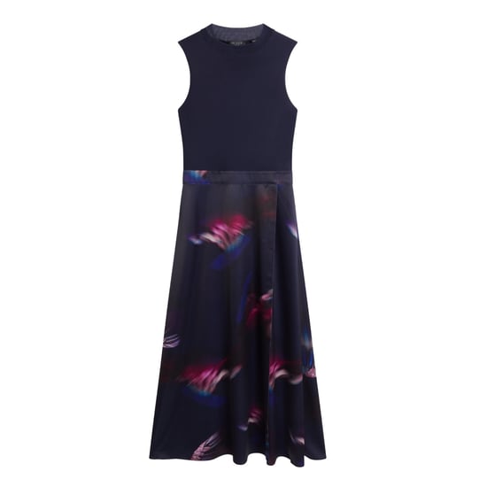 Ted Baker Marlyee Jersey Top Met Hoge Hals, Marineblauwe Jurk Met Print - Image 1