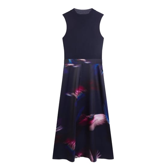Ted Baker Marlyee Jersey Top Met Hoge Hals, Marineblauwe Jurk Met Print - Image 2
