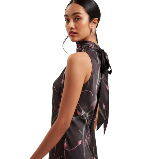 Ted Baker Antua Bedrukte Midi-slipjurk Met Colkraag, Zwart - Image 3