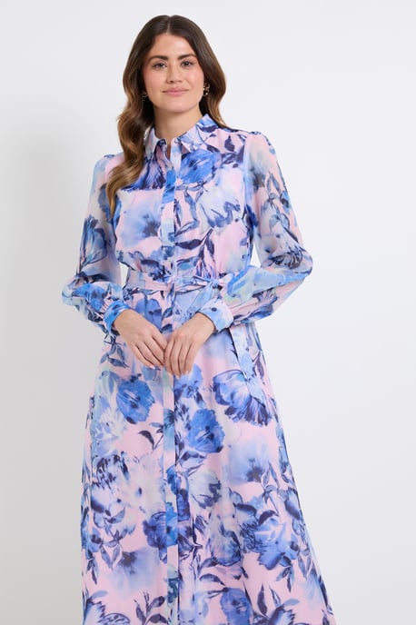 Floral Organza Shirt Midi Dress - Image 2