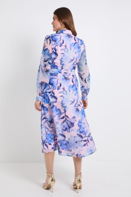 Floral Organza Shirt Midi Dress - Image 3