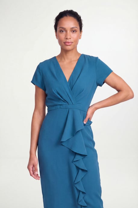 Petite Tailored Crepe Ruffle Pencil Dress - Image 4