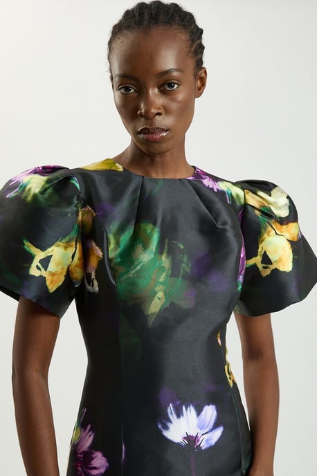 Petite Floral Print Twill Midi Dress - Image 4