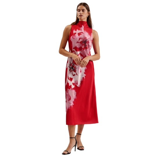 Ted Baker Aliara Bedrukte Rode Slipjurk Met Colkraag - Image 4