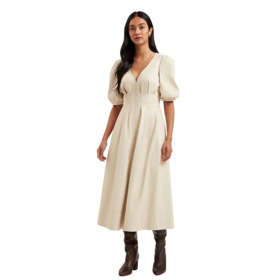 Ted Baker Tamega Midi-jurk Van Imitatieleer In Ivoorkleur - Image 3