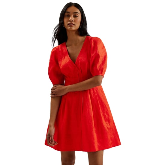 Ted Baker Koyo Linnen Mini-jurk Met Pofmouwen In Rood - Image 2