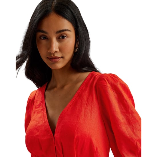 Ted Baker Koyo Linnen Mini-jurk Met Pofmouwen In Rood - Image 4