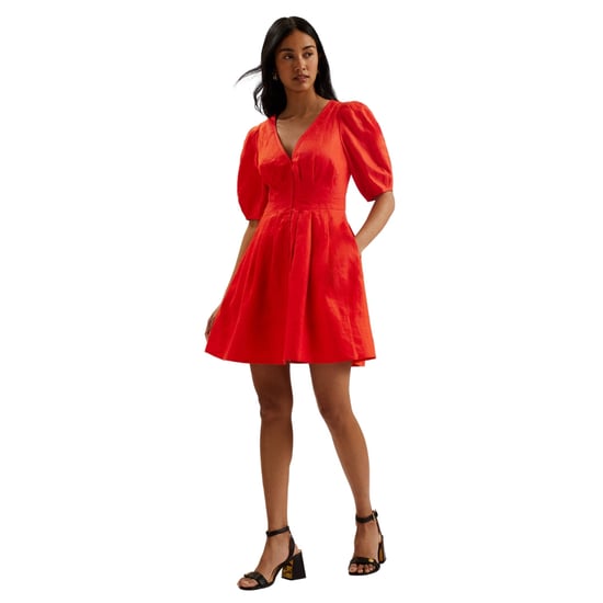 Ted Baker Koyo Linnen Mini-jurk Met Pofmouwen In Rood - Image 6