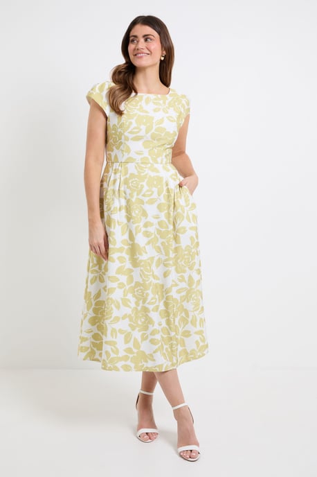 Floral Ottoman Fit & Flare Midi Dress - Image 1