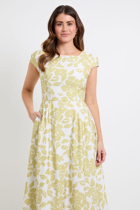 Floral Ottoman Fit & Flare Midi Dress - Image 4