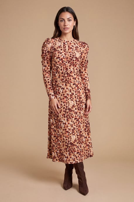 Petite Animal Keyhole Jersey Midi Dress - Image 1