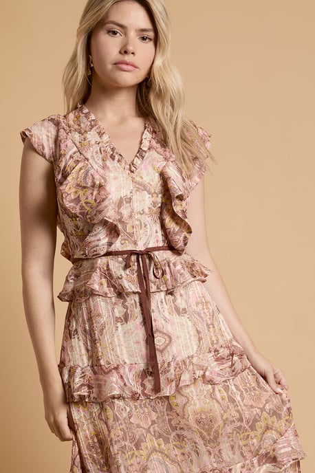 Stud Trim Frill Tiered Midaxi Dress - Image 2