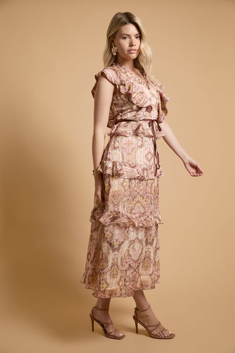 Stud Trim Frill Tiered Midaxi Dress - Image 4