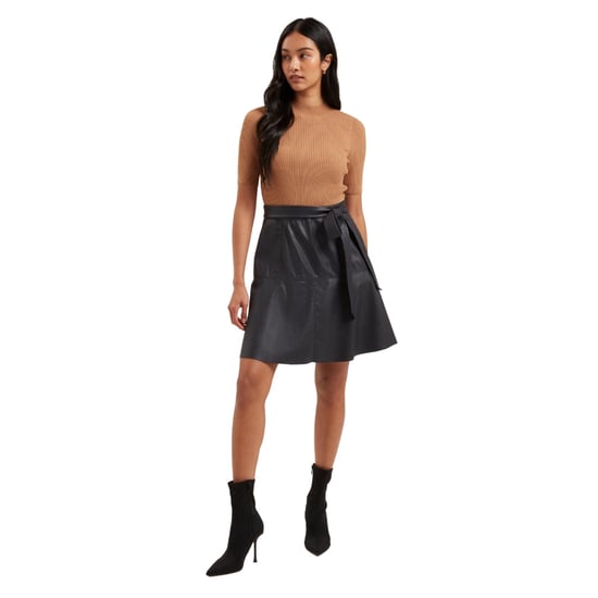 Ted Baker Olivia Gebreide Top Met Rok Van Imitatieleer, Marineblauwe Jurk - Image 1