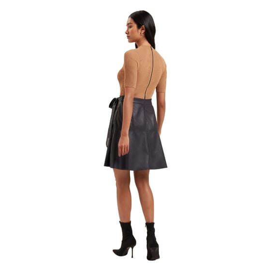 Ted Baker Olivia Gebreide Top Met Rok Van Imitatieleer, Marineblauwe Jurk - Image 3