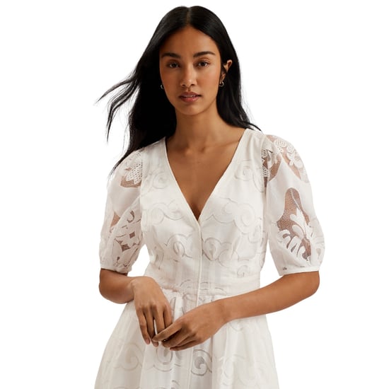 Ted Baker Agnel Kanten Midi-jurk Met Pofmouwen, Wit - Image 3