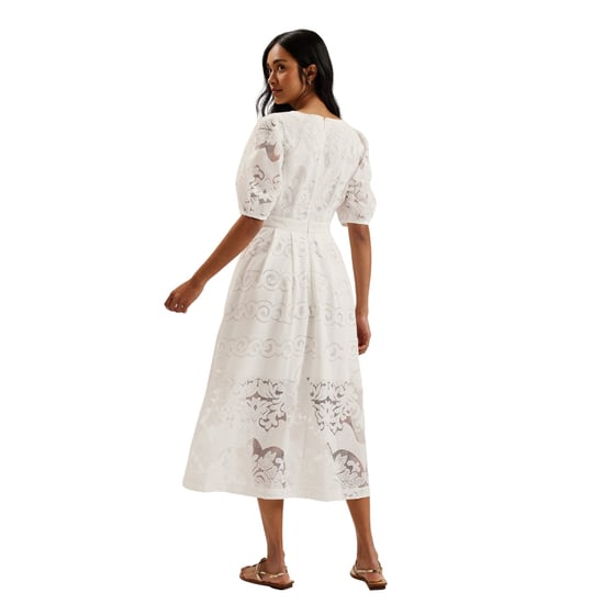 Ted Baker Agnel Kanten Midi-jurk Met Pofmouwen, Wit - Image 4