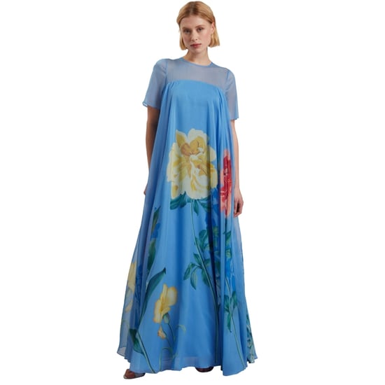 Ted Baker Marie Maxi-jurk Met Korte Mouwen En Volumineus Volume In Blauw - Image 2