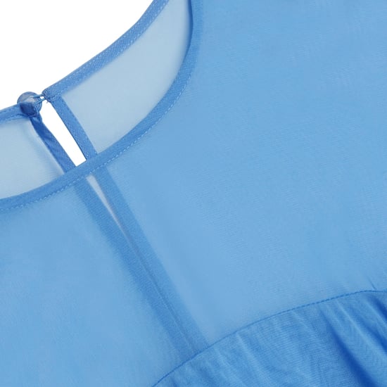 Ted Baker Marie Maxi-jurk Met Korte Mouwen En Volumineus Volume In Blauw - Image 3