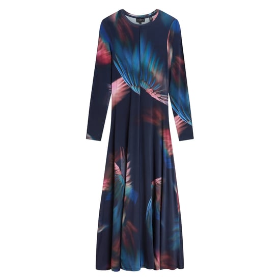 Ted Baker Georii Bedrukte, Soepelvallende Jersey Jurk Met Lange Mouwen In Marineblauw - Image 1