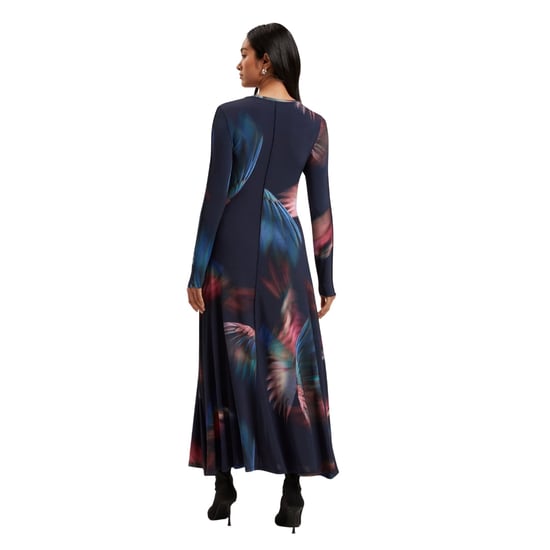 Ted Baker Georii Bedrukte, Soepelvallende Jersey Jurk Met Lange Mouwen In Marineblauw - Image 3