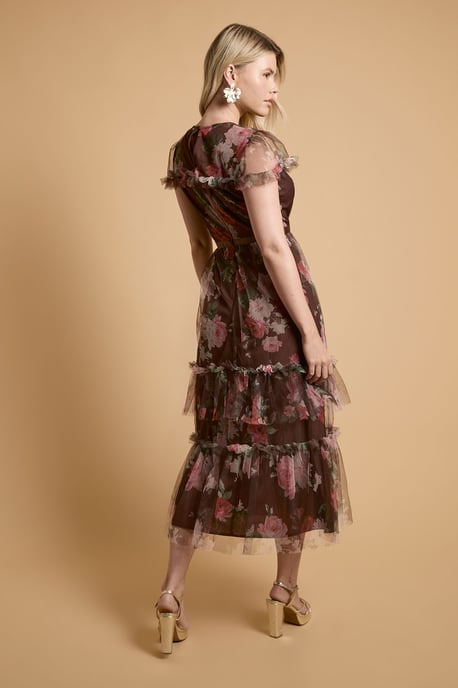 Printed Tulle Maxi Dress - Image 3