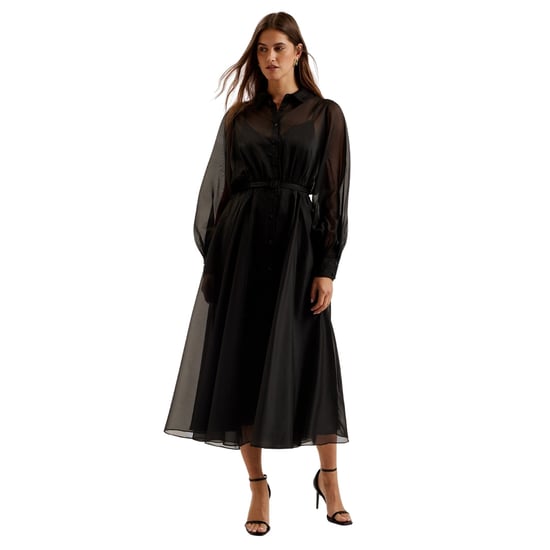 Ted Baker Gibara Doorschijnende Organza Blouse Zwarte Maxi-jurk - Image 2