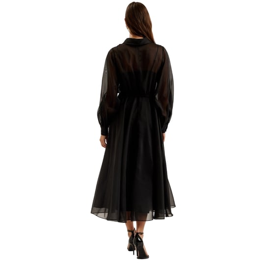 Ted Baker Gibara Doorschijnende Organza Blouse Zwarte Maxi-jurk - Image 4