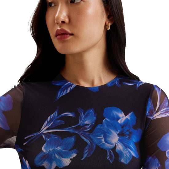 Ted Baker Marliyy Bodycon Jurk Met Print Van Mesh In Blauw - Image 4