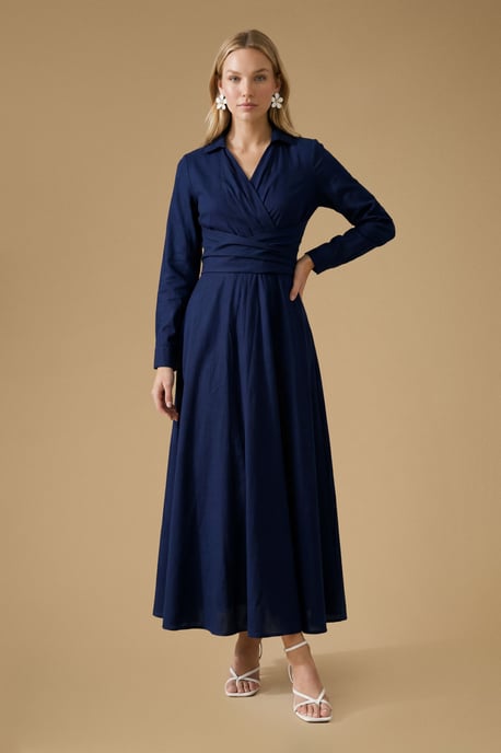 Cotton Poplin Maxi Occasion Shirt Dress - Image 1