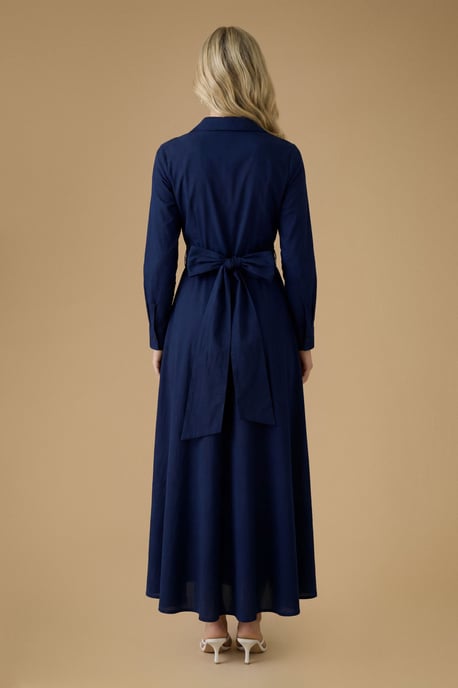 Cotton Poplin Maxi Occasion Shirt Dress - Image 2
