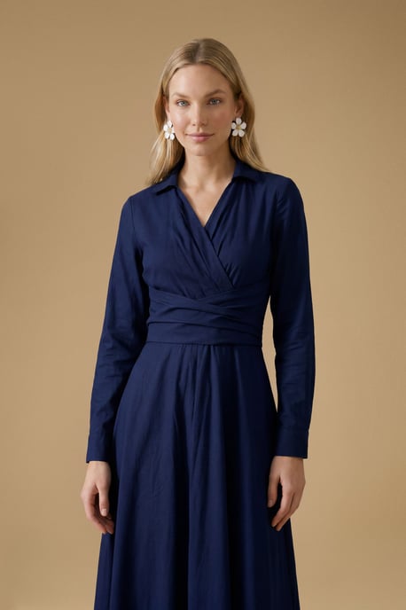 Cotton Poplin Maxi Occasion Shirt Dress - Image 4