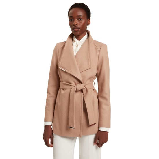 Ted Baker Ross Korte Wollen Wikkeljas Met Riem In Camelkleur - Image 5