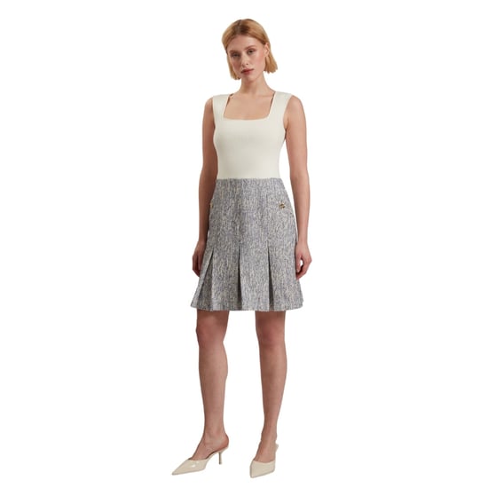 Ted Baker Vulpam Mouwloze Jurk Met Gebreid Bovenstuk En Bouclé In Lichtblauw - Image 3