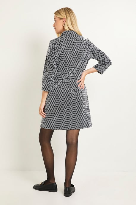 Petite Geo Jacquard Ponte Zip Shift Dress - Image 3
