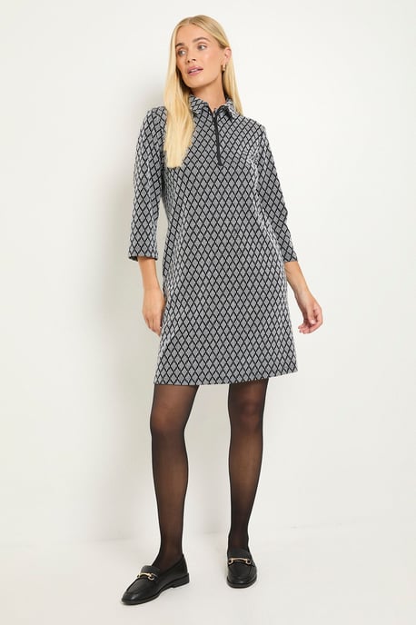 Petite Geo Jacquard Ponte Zip Shift Dress - Image 5