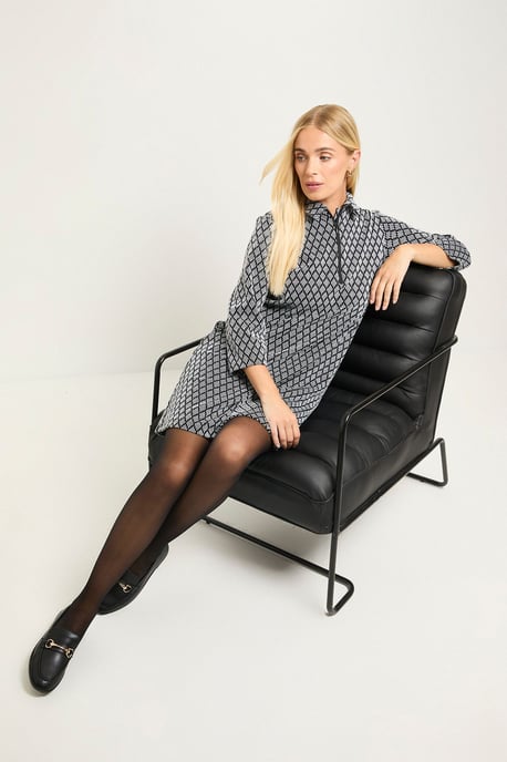 Petite Geo Jacquard Ponte Zip Shift Dress - Image 6