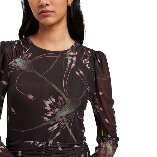 Ted Baker Sannde Svart Miniklänning I Mesh Med Samlade Axlar - Image 3
