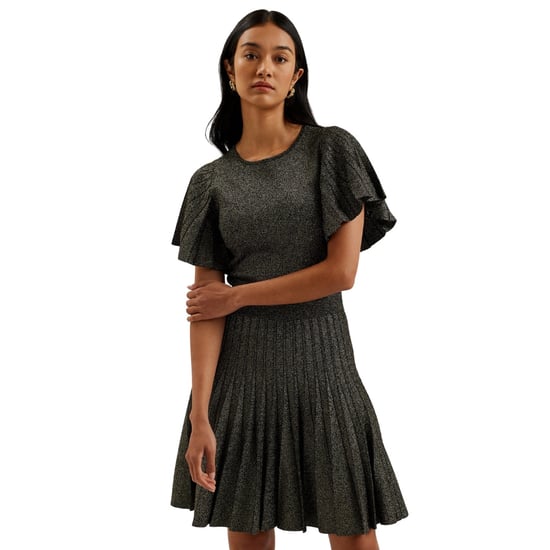 Ted Baker Madison Metallic Angel Sleeve Zwarte Gebreide Jurk - Image 2