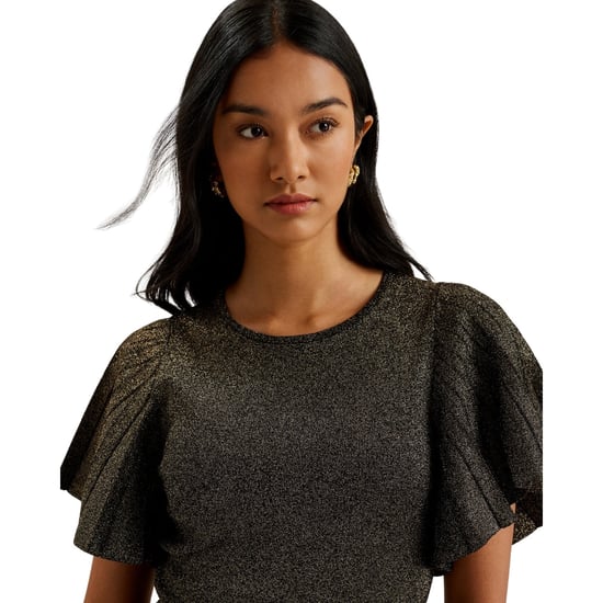 Ted Baker Madison Metallic Angel Sleeve Zwarte Gebreide Jurk - Image 6