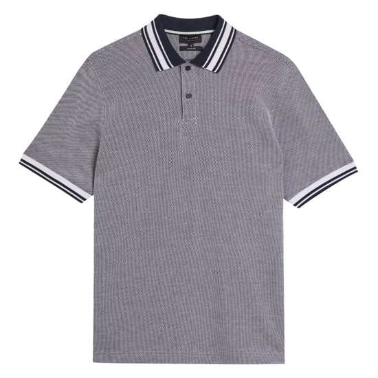 Ted Baker Phenes Regular Fit Textured Navy Polo Shirt - Image 1