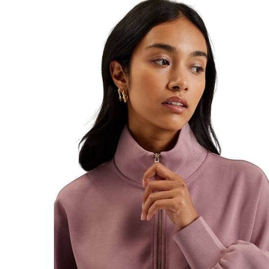 Ted Bake Aurora Cupro Dragkedja Genom Trattkrage Dammig Rosa Tröja - Image 5