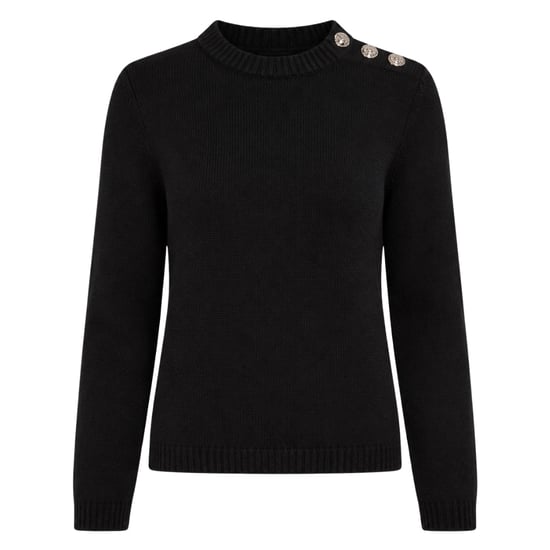 Ted Baker Janha Rose Button Crew Neck Long Sleeve Black Jumper - Image 1