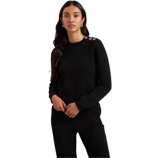 Ted Baker Janha Rose Button Crew Neck Long Sleeve Black Jumper - Image 2