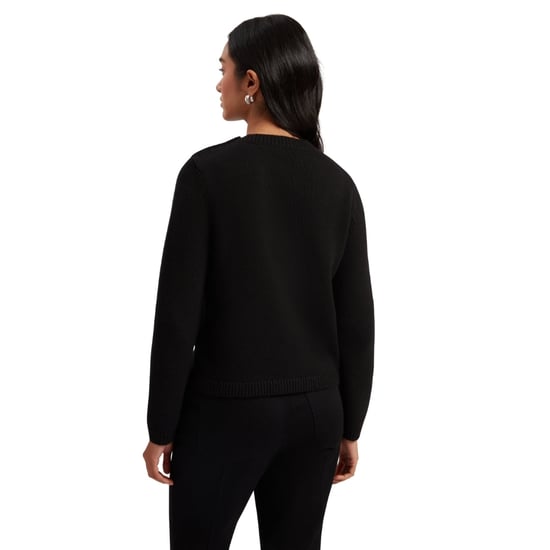 Ted Baker Janha Rose Button Crew Neck Long Sleeve Black Jumper - Image 3